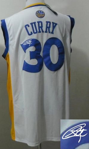 Golden State Warriors Revolution 30 Autographed #30 Stephen Curry White Stitched NBA Jersey