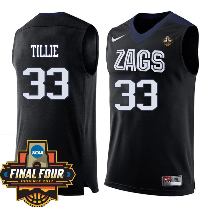Gonzaga Bulldogs Black Killian Tillie NCAA Basketball 2017 Final Four Patch Jersey