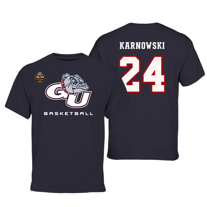 Gonzaga Bulldogs Black Przemek Karnowski NCAA Basketball 2017 Final Four Patch Name And Number T-shirt