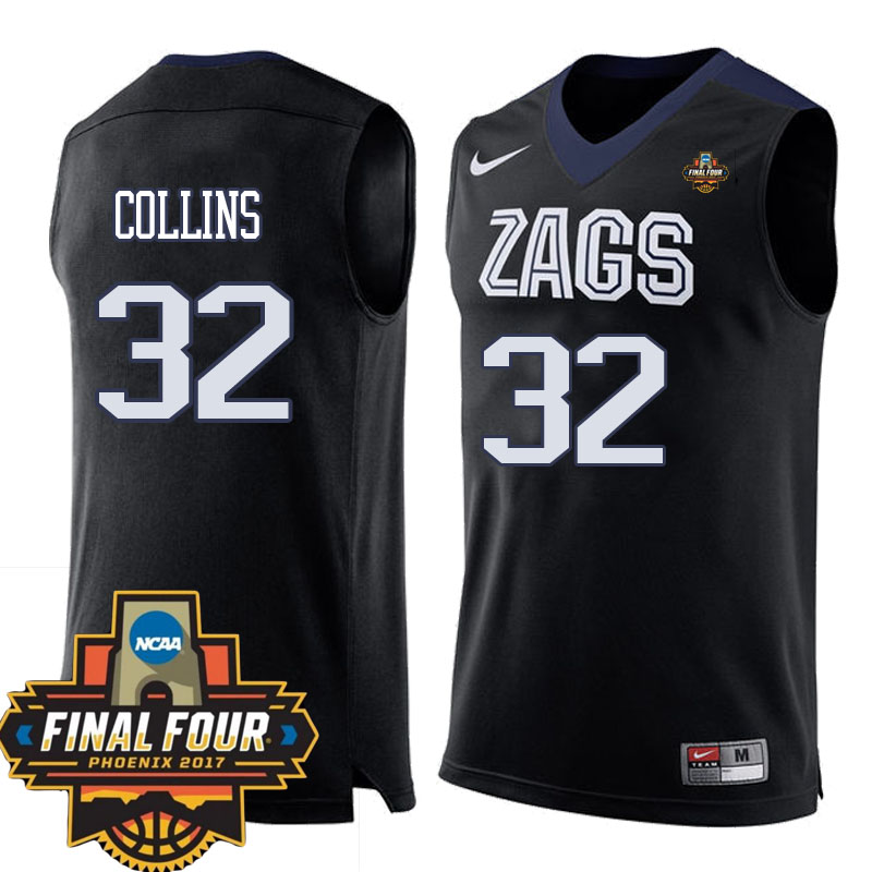 Gonzaga Bulldogs Black Zach Collins NCAA Basketball 2017 Final Four Patch Jersey