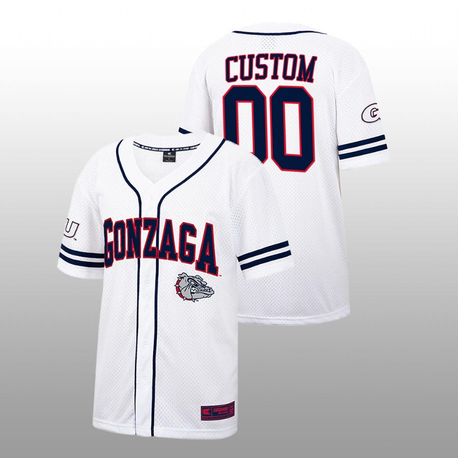 Gonzaga Bulldogs Custom Men White College Baseball Free Spirited Jersey