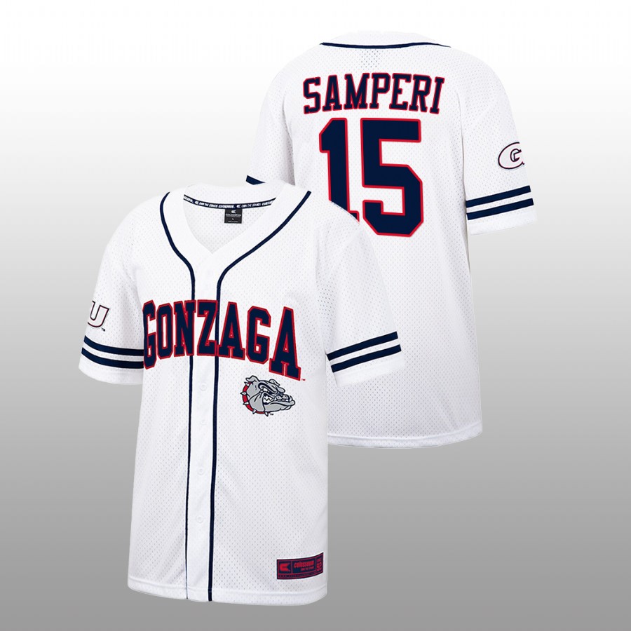 Gonzaga Bulldogs Ezra Samperi Men White College Baseball Free Spirited Jersey