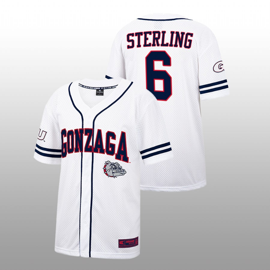 Gonzaga Bulldogs Grayson Sterling Men White College Baseball Free Spirited Jersey