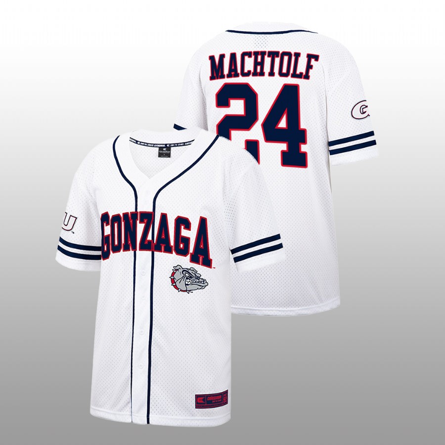 Gonzaga Bulldogs Jack Machtolf Men White College Baseball Free Spirited Jersey