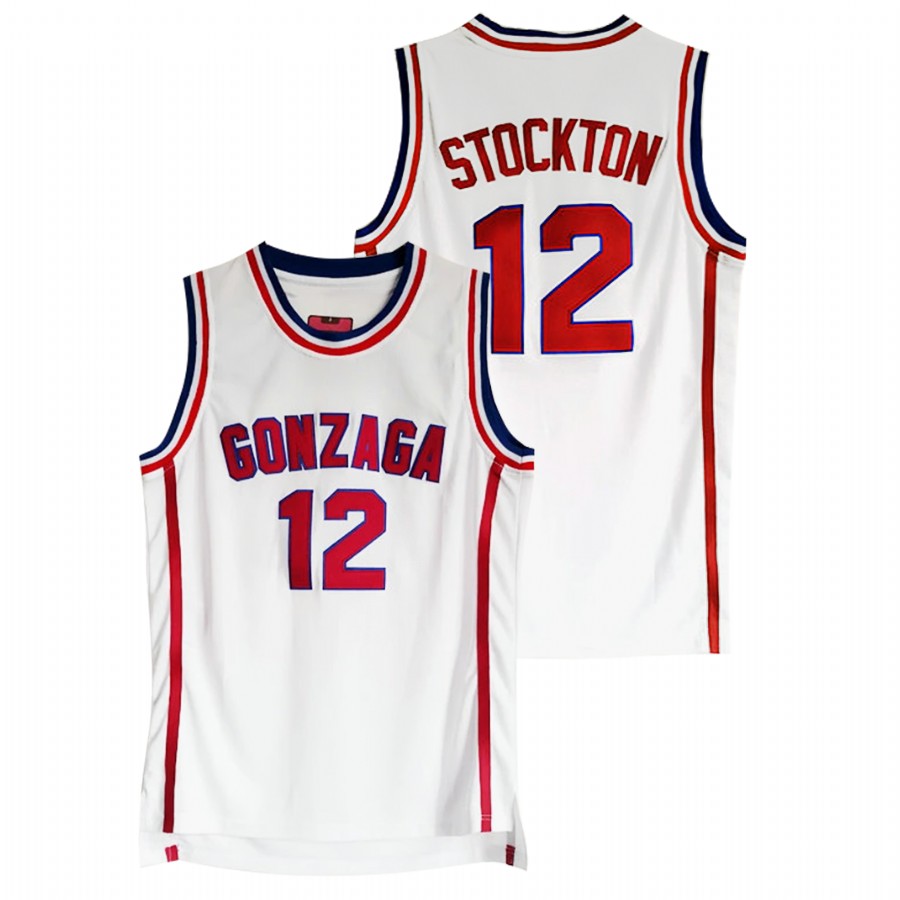 Gonzaga Bulldogs John Stockton Vintage Basketball White College Alumni Jersey Men