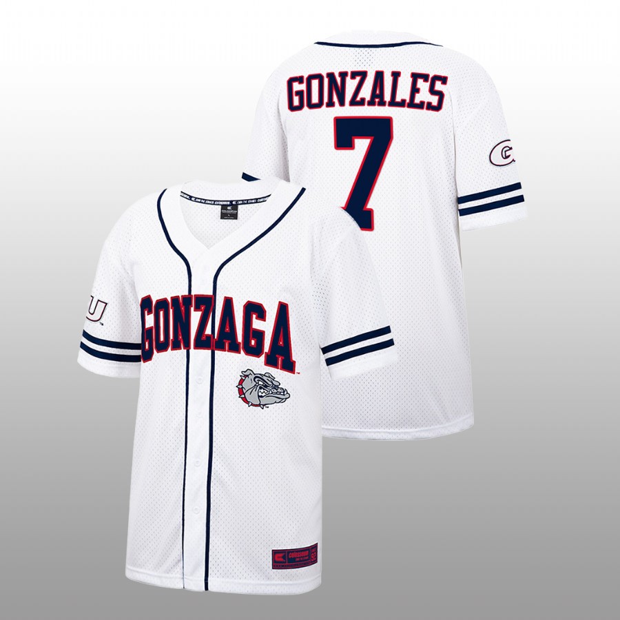 Gonzaga Bulldogs Marco Gonzales Men White College Baseball Alumni Jersey