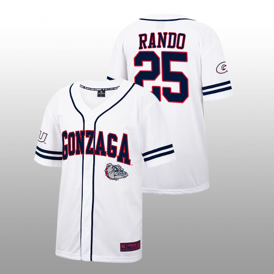 Gonzaga Bulldogs Tyler Rando Men White College Baseball Free Spirited Jersey