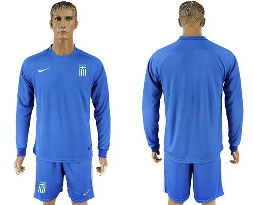 Greece Blank Away Long Sleeves Soccer Country Jersey
