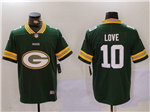 Green Bay Packers #10 Jordan Love Green Team Big Logo Vapor Limited Jersey