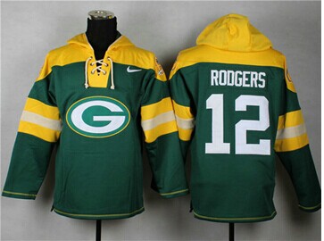 Green Bay Packers #12 Aaron Rodgers Green Sawyer Hooded Sweatshirt NFL Hoodie