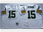 Green Bay Packers #15 Bart Starr Throwback White Jersey