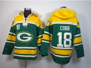 Green Bay Packers #18 Randall Cobb Green Sawyer Hooded Sweatshirt NFL Hoodie