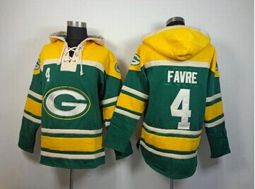 Green Bay Packers #4 Brett Favre Green Sawyer Hooded Sweatshirt NFL Hoodie