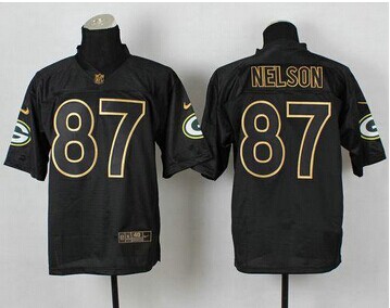 Green Bay Packers #87 Jordy Nelson Black Gold No. Fashion NFL Elite Jersey