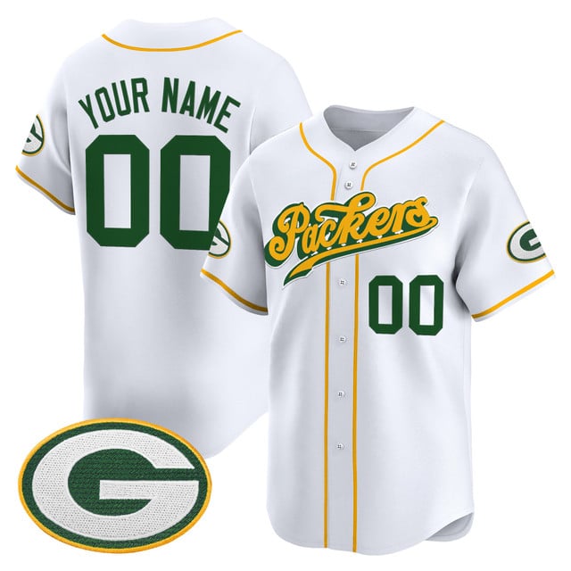 Green Bay Packers 2025 Vapor Baseball Custom Jersey V2 white