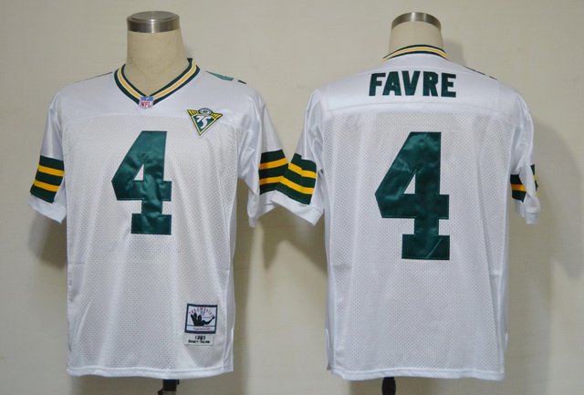 2012 NEW NFL Green Bay Packers 4# 75th Favre Throwback White Jerseys