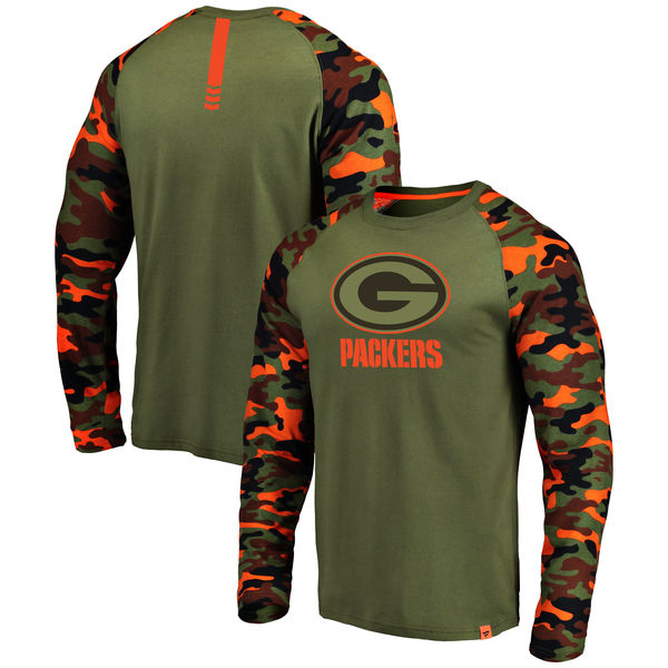 Green Bay Packers Heathered Gray Camo NFL Pro Line By Fanatics Branded Long Sleeve T-Shirt