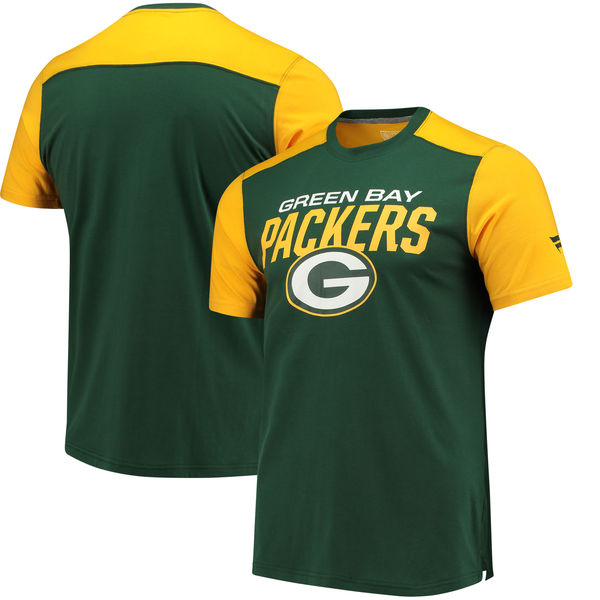 Green Bay Packers NFL Pro Line By Fanatics Branded Iconic Color Blocked T-Shirt Green Gold