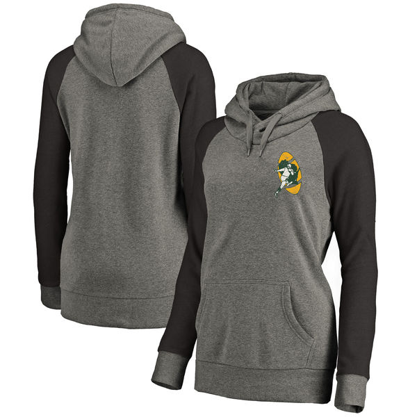 Green Bay Packers NFL Pro Line By Fanatics Branded Women's Plus Sizes Vintage Lounge Pullover Hoodie Heathered Gray