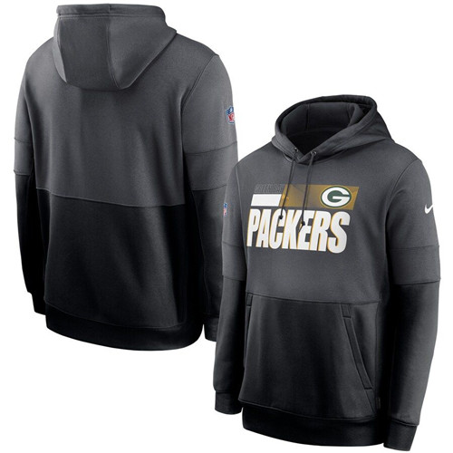 Green Bay Packers Nike Sideline Impact Lockup Performance Pullover Hoodie Charcoal Black