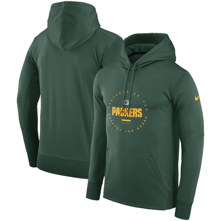 Green Bay Packers Nike Sideline Property Of Wordmark Logo Performance Pullover Hoodie Green