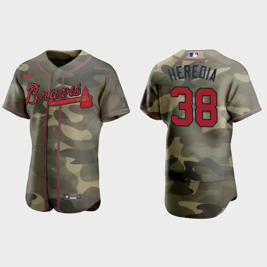 Guillermo Heredia Atlanta Braves 2021 National Armed Forces Day Authentic Jersey – Camo