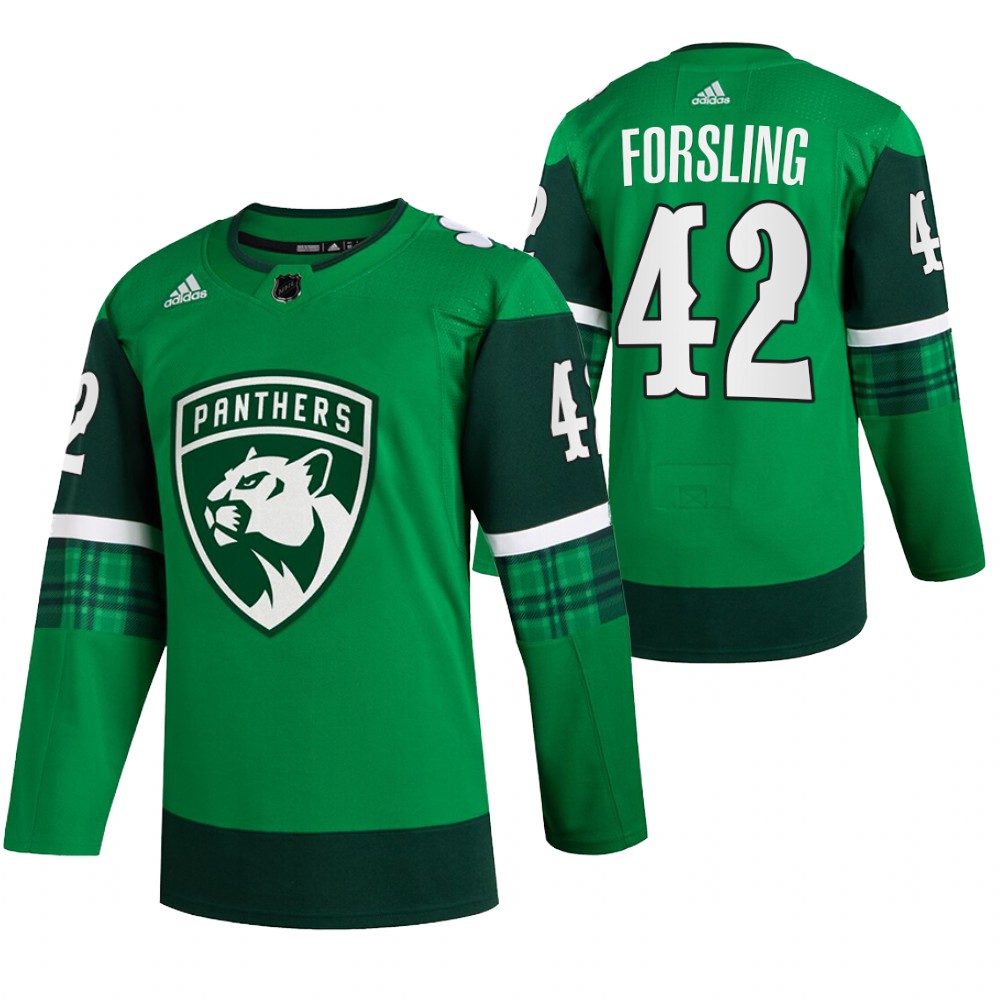 Gustav Forsling St. Patricks Day Panthers Green #42 Jersey