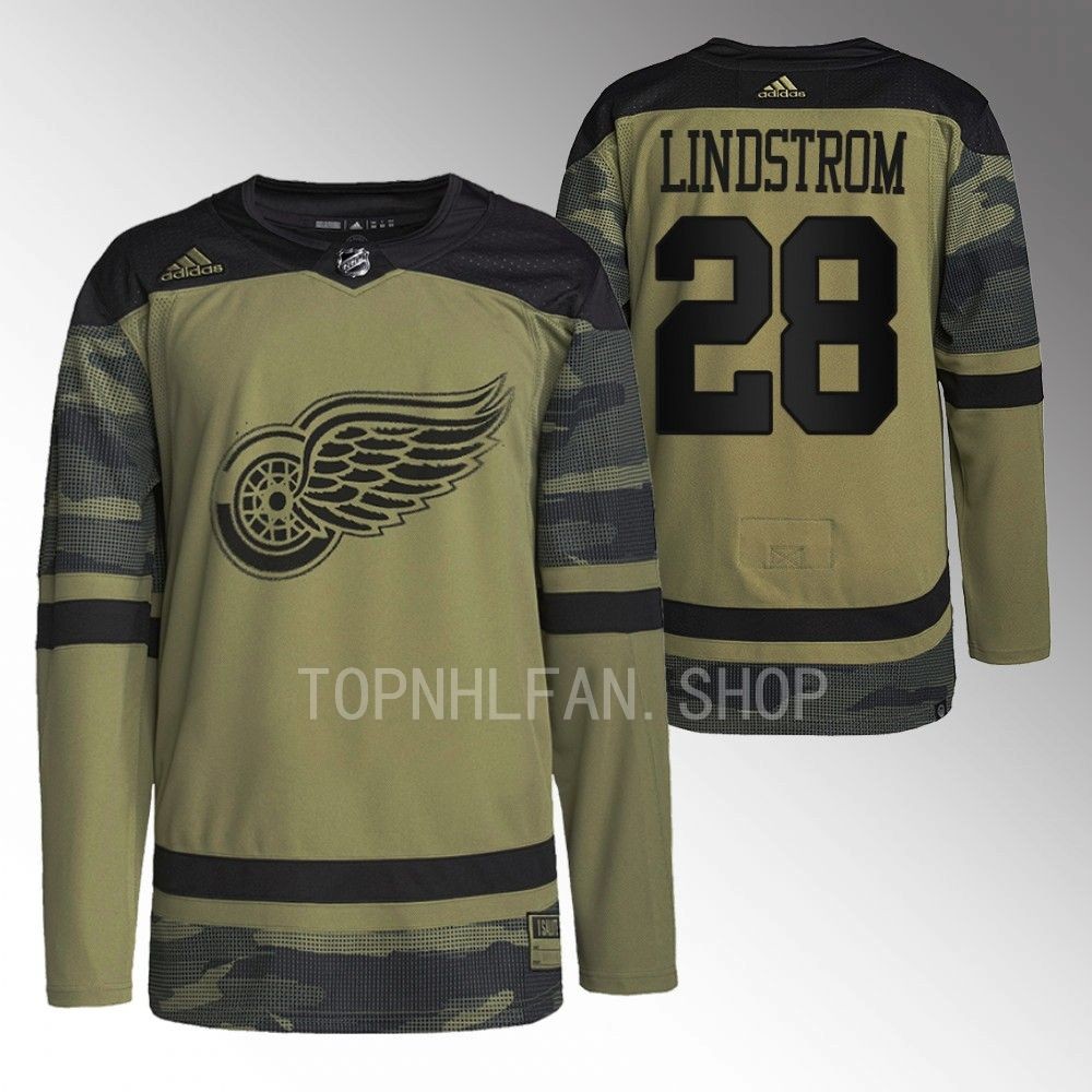 Gustav Lindstrom 2022 Detroit Red Wings Camo Veterans Day Warmup Jersey