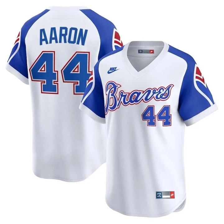Hank Aaron #44 Atlanta Braves White Jersey