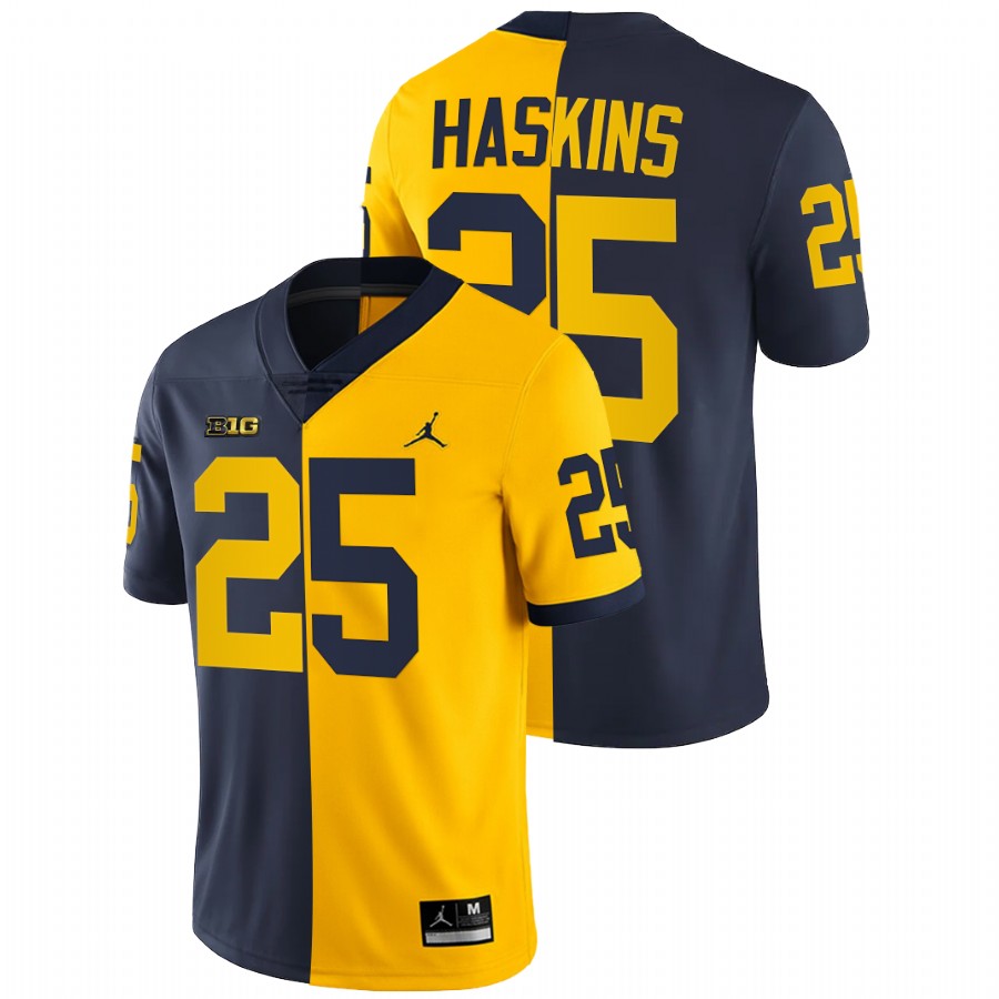 Hassan Haskins Michigan Wolverines Navy Maize 2021-22 Split Edition College Football Jersey