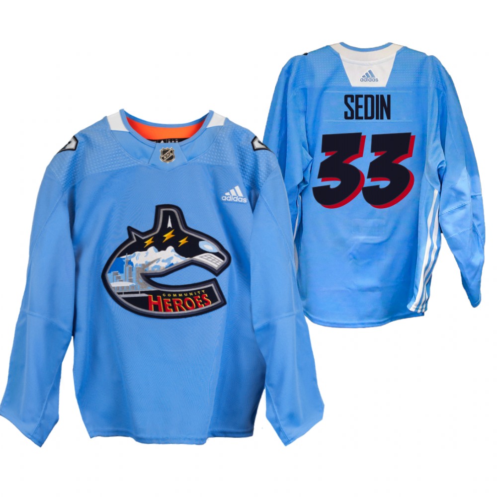 Henrik Sedin Canucks Community Heroes Jersey Blue Warm Up