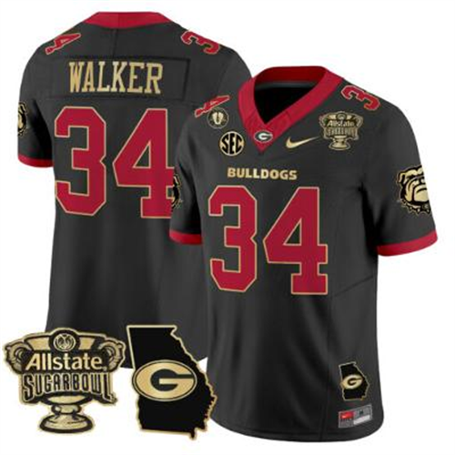 Herschel Walker Jersey #34 Georgia Bulldogs 2025 Sugar Bowl Black Gold Trim