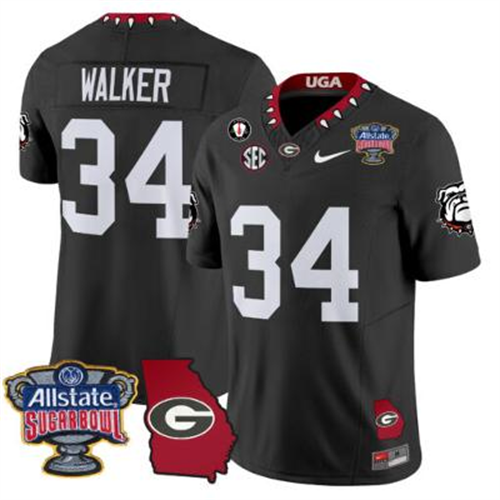 Herschel Walker Jersey #34 Georgia Bulldogs 2025 Sugar Bowl Patch Vapor Black