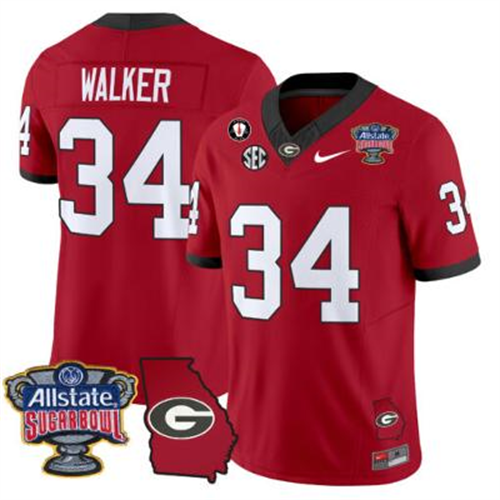 Herschel Walker Jersey #34 Georgia Bulldogs 2025 Sugar Bowl Patch Vapor Red