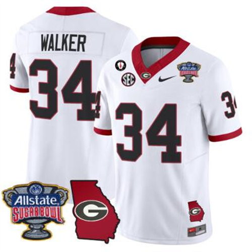 Herschel Walker Jersey #34 Georgia Bulldogs 2025 Sugar Bowl Patch Vapor White