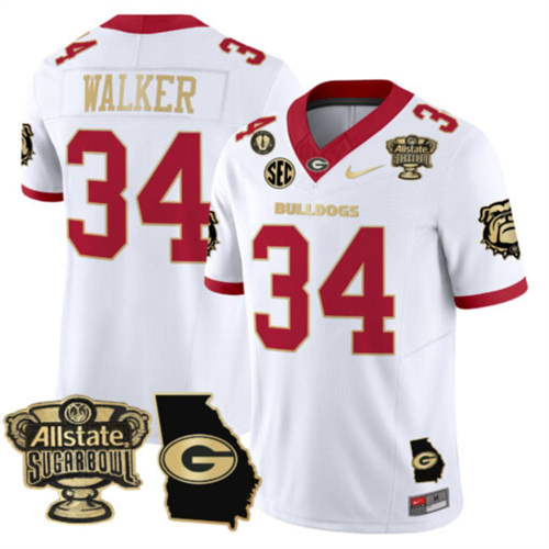 Herschel Walker Jersey #34 Georgia Bulldogs 2025 Sugar Bowl White Gold Trim