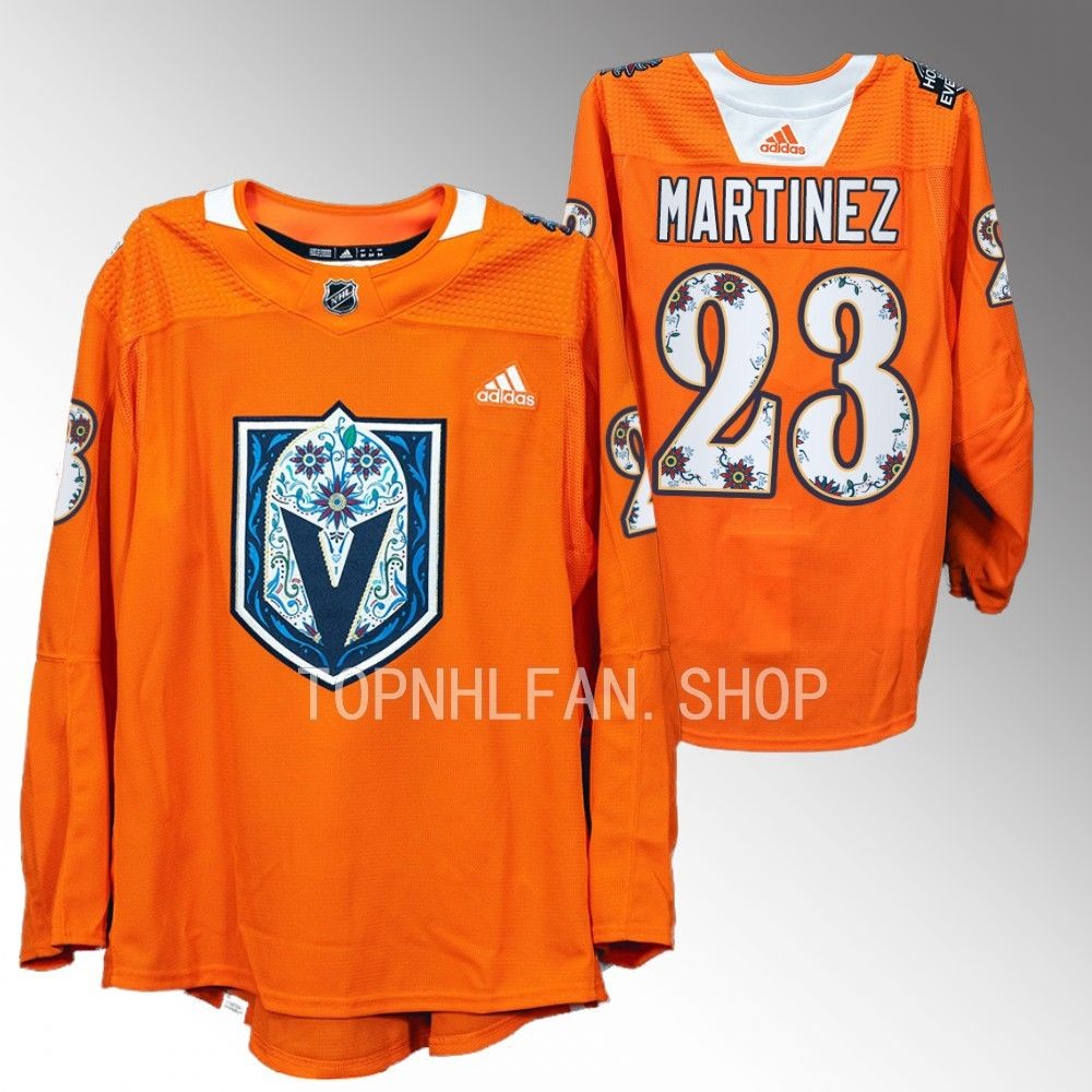 Hispanic Heritage Night Vegas Golden Knights Alec Martinez 2022 Orange Warmups Jersey men's