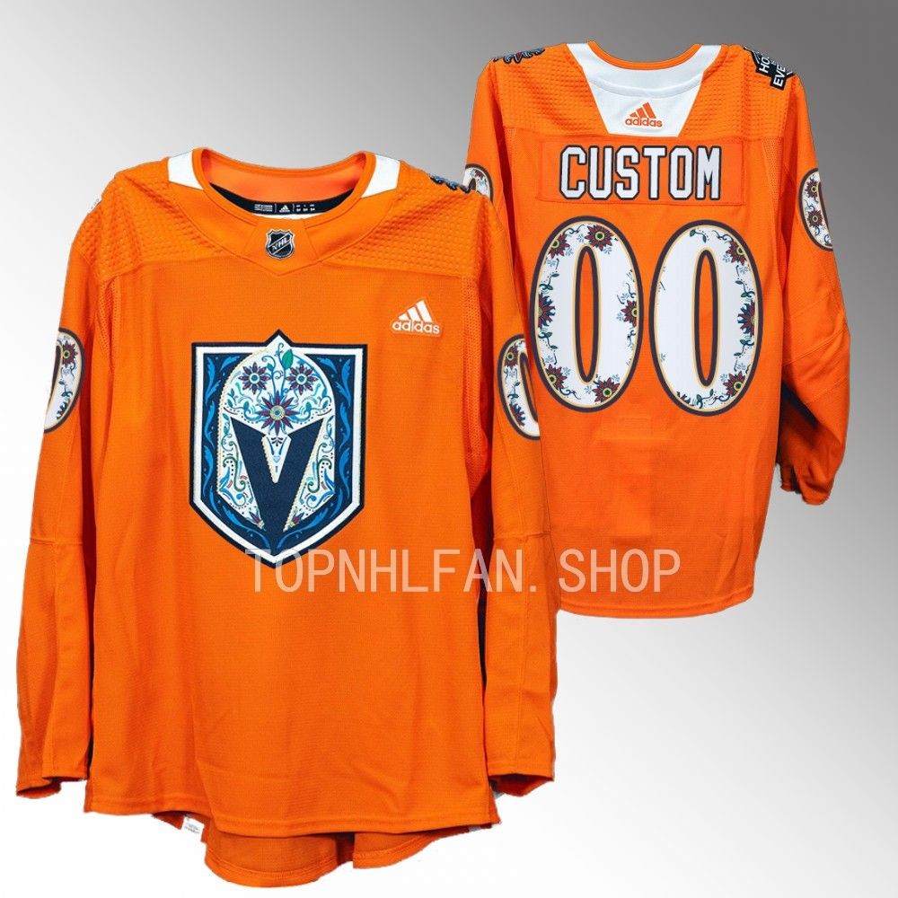 Hispanic Heritage Night Vegas Golden Knights Custom 2022 Orange Warmups Jersey men's