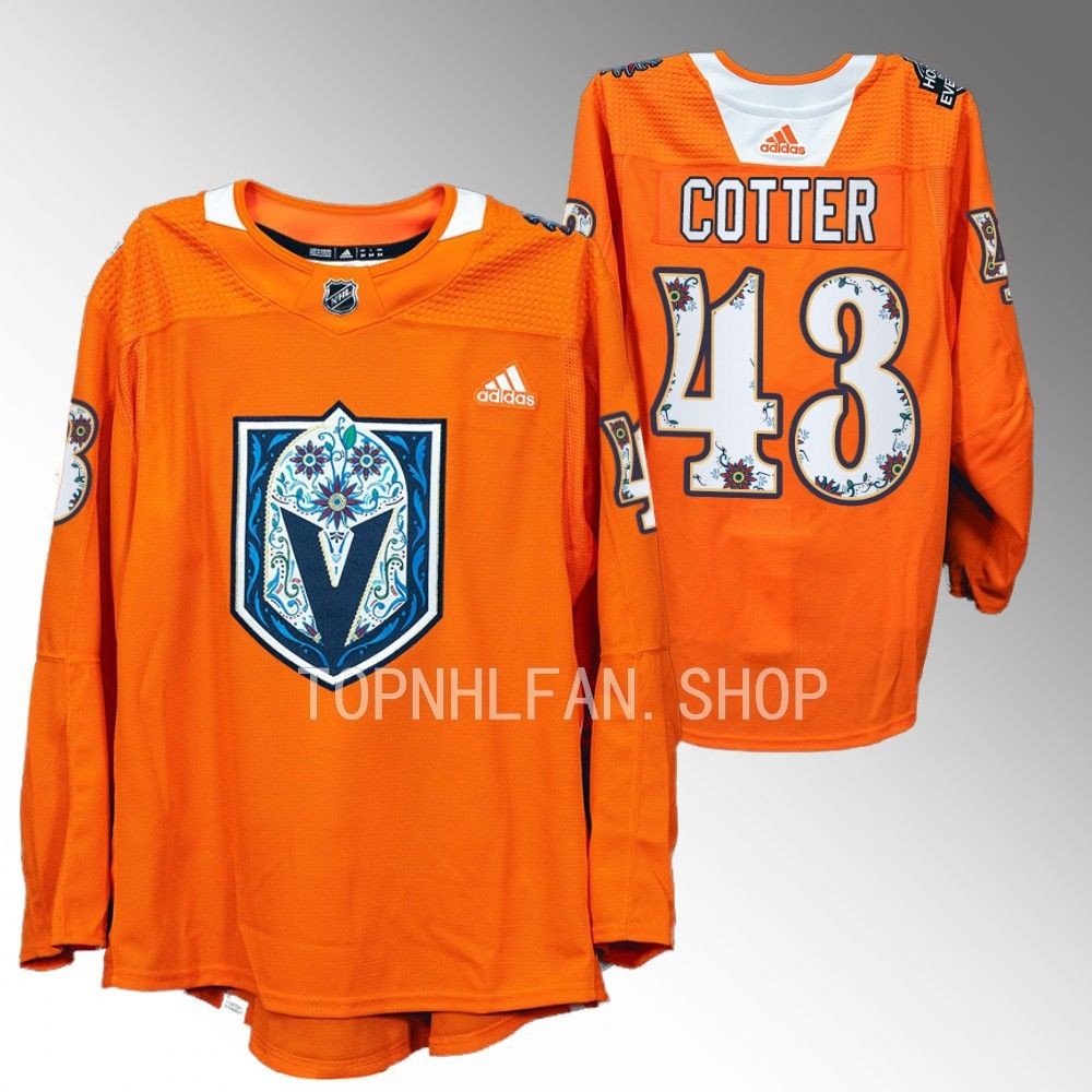 Hispanic Heritage Night Vegas Golden Knights Paul Cotter 2022 Orange Warmups Jersey men's