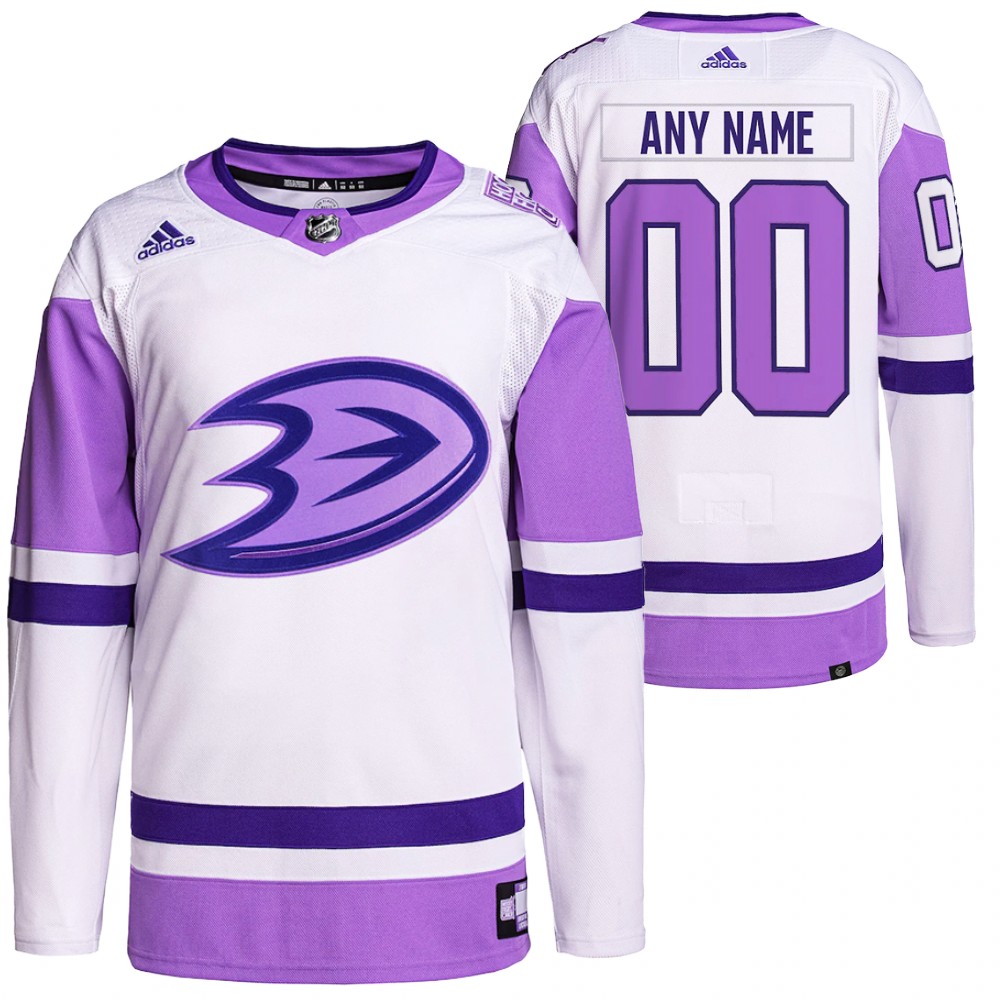 HockeyFightsCancer Anaheim Ducks Custom White Purple Jersey Primegreen Authentic