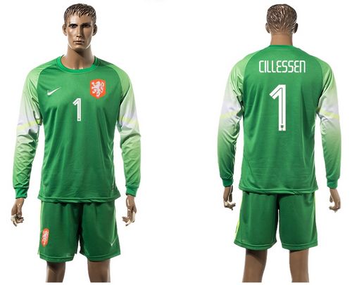 Holland #1 Cillessen Goalkeeper Green Long Sleeves Soccer Country Jersey