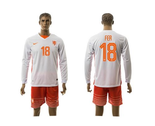 Holland #18 Fer Away Long Sleeves Soccer Country Jersey
