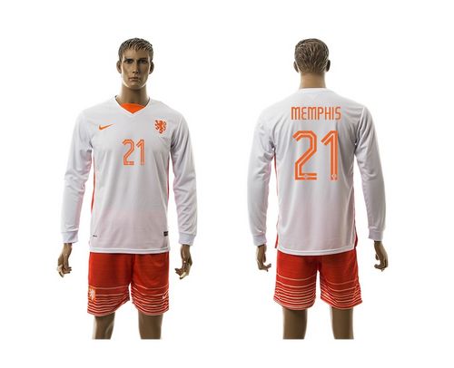 Holland #21 Memphis Away Long Sleeves Soccer Country Jersey
