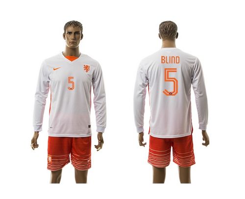 Holland #5 Blind Away Long Sleeves Soccer Country Jersey