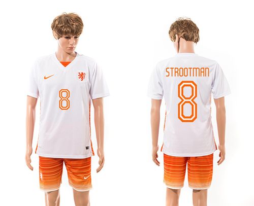 Holland #8 Strootman Away Soccer Country Jersey
