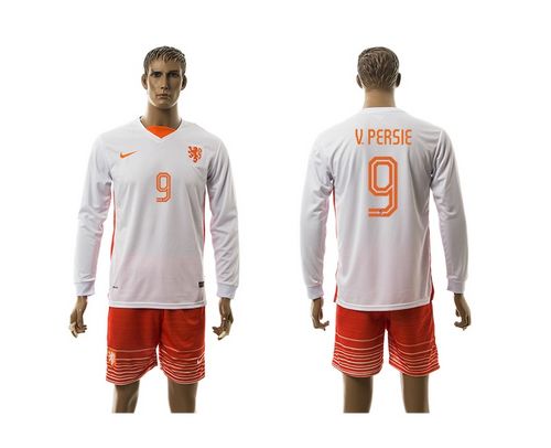 Holland #9 V.persie Away Long Sleeves Soccer Country Jersey