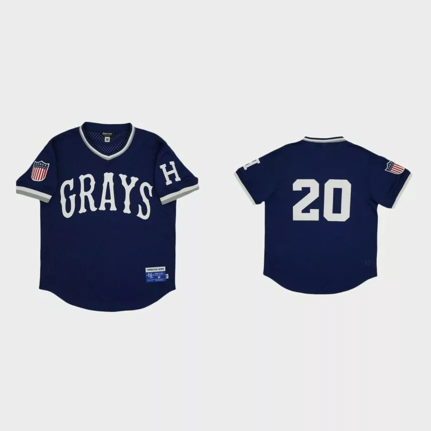 Homestead Grays #20 Rings & Crwns Mesh Replica Jersey – Navy.jpg