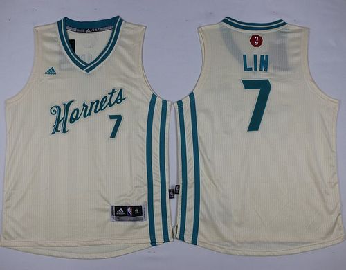 Hornets #7 Jeremy Lin Cream 2015-2016 Christmas Day Stitched Youth NBA jersey