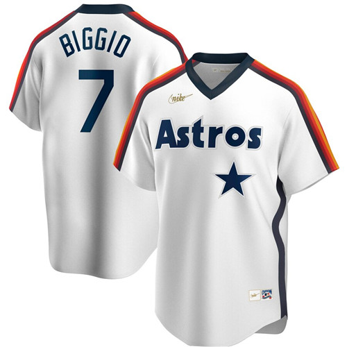 Houston Astros #7 Craig Biggio Nike Home Cooperstown Collection Logo Player MLB Jersey White