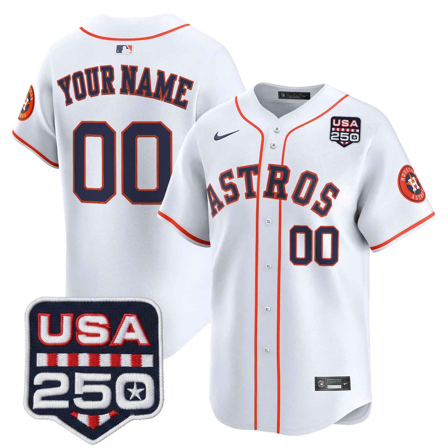 Houston Astros 250America Patch Vapor Premier Limited Custom Jersey